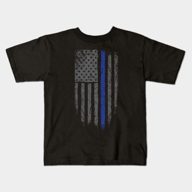 thin Blue Line Kids T-Shirt by MindsparkCreative